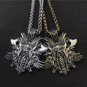 Pendant Necklaces Odin Necklace Pagan Men Nordic Jewelry Viking Crow Cross NecklacePendant NecklacesPendant