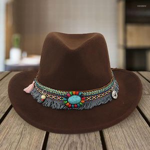 Cappelli a tesa larga Cappello da cowboy occidentale da donna estivo con ritaglio di pagliaWide Wend22