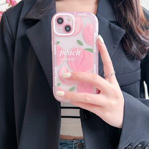 Casos de telefone de luxo frutas suculentas rosa pêssego girl padrão para iphone pro max x xs xr adorável traseiro mobil