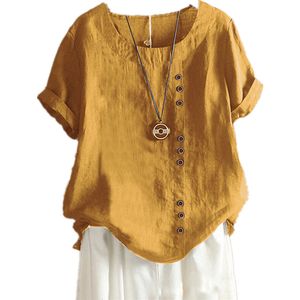 Damskie thirt topy odzież bawełniane koszule lniane na letnią modę Ropa mujer vetement femme kobieta tshirts 230206