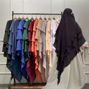 Etnik Giyim Kapşonlu Namaz Elbise Abaya 3 Katmanlı Khimar Ramazan Müslüman Başörtüsü Kolsuz Türkiye Müslüman Üstleri Mütevazı İslam Peçe