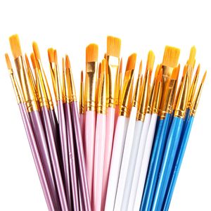 Set di pennelli da 10 pezzi Pennelli per pittura per artisti Pennelli per pittura a guazzo a olio acrilico Kit di pittura professionale per acquerello con punte in nylon sintetico Allenamento del colore per principianti