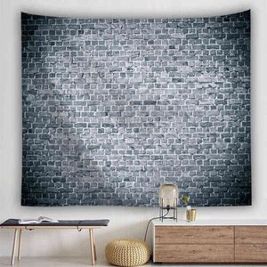 Tappeti da muro di mattoni grigi in stile industriale retrò Hippie Trippy Tapiz Pared 3D Panno da parete Dormitorio Camera da letto Soggiorno Decor Sfondo J220804