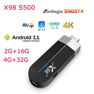 X98 S500 Mini TV Box Stick Android 11.0 4K Amlogic S905Y4 2GB 4GB 16GB 32GB BT4 2.4G 5G Wifi Smart TV box TV Dongle