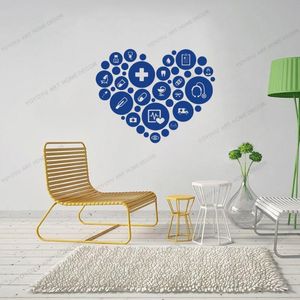 Wall Stickers Heart Dental Clinic Decor Modern Creative Room Decoration Decal Mural Vinilos Paredes DW9760