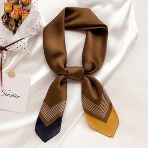 Luxury Brand Square Silk Scarf Women Plain Striped Line Shawls And Wraps Fashion Bag Scarfs Hair Tie Bandanas 70 70cm