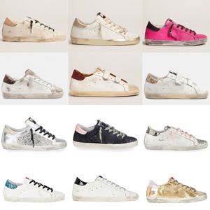 Designer Shoes Golden Sneakers luxury Women Shoe Pink Trainers Sequin Classic White Do-old Dirty casual shoes