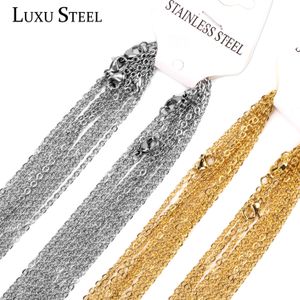 Rostfritt stålkedjor 10st/parti 2mm/1mm Rolo Link Cuban Chain Long Necklace Pendants Diy Jewelry Party Wholesale