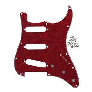 Gitarr pickguard skrapplatta SSS 4Kly skruvar för 11 håls elektriska gitarrdelar röd pärla