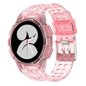 Correa de reloj transparente de hielo para Samsung Galaxy Watch4 44 mm 46 mm de 46 mm Bandas de la banda Ratigante TPU TPU Tapa TPU Pulsera de reloj integrado
