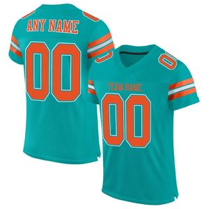 Custom Aqua Orange-White Mesh Authentic Football Jersey 5757