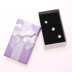 24st PurpleWhite Jewelry Packaging Box Ribbon Bowknot Gift Case Boxes Display Elegant Christmas New Year Valentine s Day