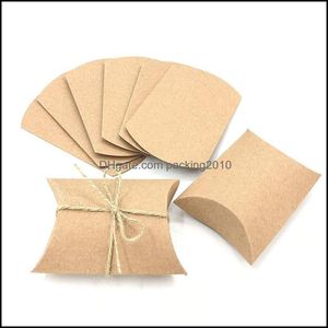 Party Favor Event Supplies Festive Home Garden Kraft Paper Pillow Box Candy Small Gift Boxes Vintage Wedding Bridal Shower Baby Birthday D