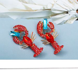 Mode Trend Red Crystal Metal Earrings Statement Fine Dangle Earring High-kvalitet smycken Tillbehör för kvinnor