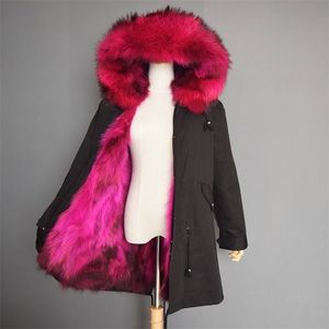 S-7XL Kadın Kış Parka ile Gerçek Kürk Moda Su Geçirmez Sıcak Kırktı Kara Parka Ceket Kürk Kaput Coatfemale 201126