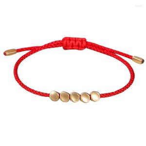 Beaded Strands Handmade Transfer Beads Rope Bracelet For Unisex Simple Gold Metal Adjustable Lucky Chain Your Families Gift 21713 Fawn22