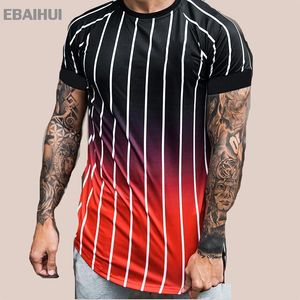 Men s T Shirts Men s Printing Gradient Vertical Stripes Short Sleeve Tees Loose Casual Personality Street TopsMen s