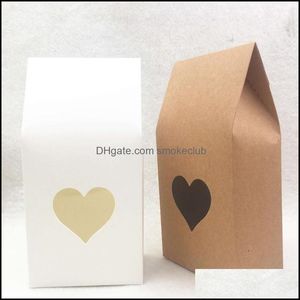 Paper Products Office School Supplies Business Industrial 50Pcs Brown/White Handmade Candy Bags Brown Stand Up Window Gift Boxes For Weddi