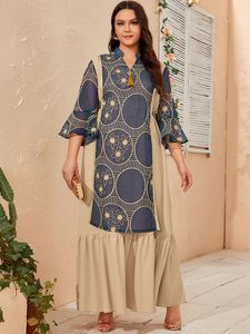 Sukienki plus size kobiety maxi duże 2022 Summer Chic Elegancki długi swobodny Abaya Turcja Evening Party Festival Robe ClothingPlus