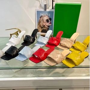 Desenhos animados chinelo clássico designer mulheres meia chinelos 100% couro fino saltos tecer slides praia sapato de mulher preguiçoso sandálias preguiçoso vaca sexy sapatos altos tamanho grande 35-39-40-41-42