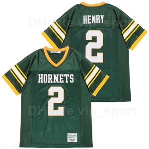 C202 YULEE HORNETS 2 Derrick Henry High School Jersey Menda da calcio puro Cotton Sport Green Team Color Repiring e cucito in vendita in vendita