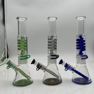Vintage 14inch FREEZABLE Glycerin coil Glass Bong Water Pipe With Bowl original factory direct sale can put customer logo by DHL UPS