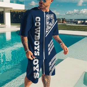 Summer Men Sports Suit Shirt Creative Footbal Retro Clothing Square Rugby Print and Shorts Set Tops 220621