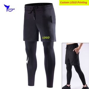 High Elastic Men Shorts Calças 2 em 1 Tights Running Quick Gym Gym Fitness Leggings Workout Sportswear Yoga Sortpants Custom 220608