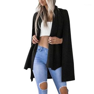 Kvinnorjackor Kvinnsjackjacka 2022 Fashion Sleeveless Scarf Neck Poncho Cardigan Topps Elegant Open Front Solid Female Cape Coat Outwear