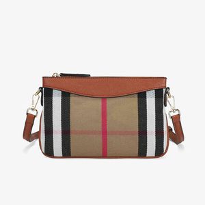 حقيبة القابض تصميم العلامة التجارية للنساء Crossbody Canvas Canvas Leather Fashion Plaid Messenger Handbag Clutch Zipper Counter Bag