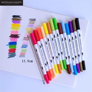 24.12.36/48/60/100 Farben/Set Kunstmarkierungsstift mit zwei Spitzen, Schreibwaren, Kunstlieferanten, Pinselstift, Künstler, präsentiert von Kevinsasa Crafts 210226