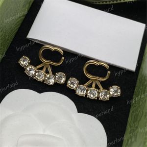 Vrouwen diamant oorbellen luxe designer sieraden gouden oor nummers hoepels parel oorbel letters zilveren boucles doreilles met doos hoepels