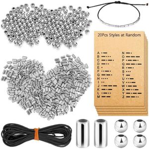 Link Chain 83XC Morse Code Jewelry Making Set Diy Armband Kit Round Pärlor Långt röravkodningskort Rope Fawn22