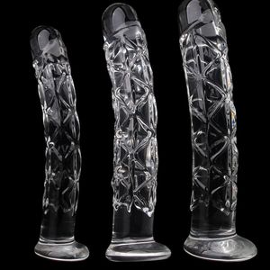 3 Size Crystal Big Glass Dildo Realistic Penis Artificial Anal G-Spot Stimulate Female Masturbates S for Women