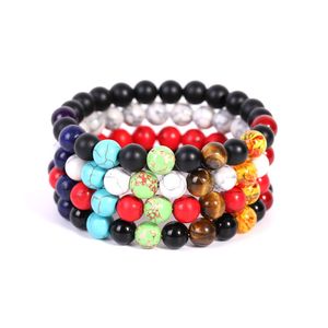 Colorido 8mm de pedra de cristal natural de 8 mm de fios feitos à mão pulseiras de miçangas para homens homens amantes de charme joias do clube do partido