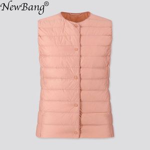 Bang Women's Warm Vests Ultra Light Down Vest Women Matt Fabric Waistcoat Portable Warm Sleeveless Winter Liner 220812