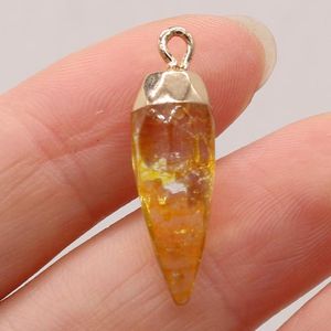 Pendant Necklaces Natural Semi-precious Stone Citrine Rhombus Gold-plated Making DIY High Quality Necklace Charm Jewelry GiftPendant