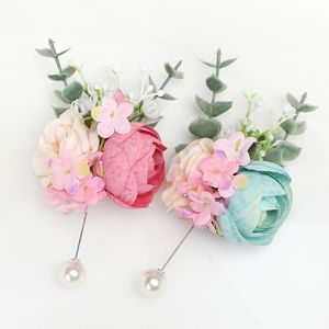 Noiva de casamento e noivo Simulação Corsage Flower Broche Pin Groomsman Flor Business Party Holiday Supplies Boutonniere Broches