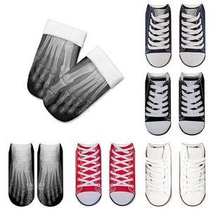 Neue Mode Karton Leinwand Schuhe 3D Gedruckt Skeleton Baumwolle Socken Schädel Fuß Low Cut Knöchel Lustige Socken Für Frauen 5ZJQ-ZWS27 T200916