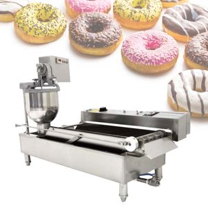 Paslanmaz çelik çift sıra çörek makinesi fritöz montaj hattı çörek yapmak için 6000w