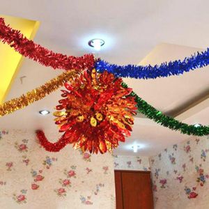 Decorative Flowers & Wreaths 500cm Colorful Christmas Decoration Bar Tops Ribbon Garland Tree Ornaments White Dark Green Cane Tinsel Party S