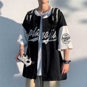 Privathinker Stickerei Große Größe Männer T Shirt Strickjacke Baseball Shirts Kurzarm Casual Tops Mode Männlichen Streetwear 220623