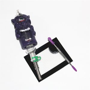 HOOKAHS Kit di nettare da 14 mm Accessori per fumatori Resina per cartoni animati con cannuccia per unghie in titanio Piattaforme per olio tubo di vetro dab rig contenitore per olio di cera siliconica