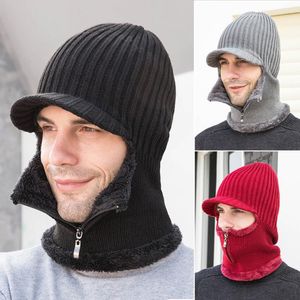 Bandanas Fashion Autumn Winter Warm Knitted Hat Outdoor Ear Protection Thick Bicycle Cap Scarf Windproof Visors Unisex