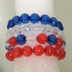 Fili di perline Bracciale natalizio all'ingrosso 4 colori 9-10mm Ceco sfaccettato Rondelle acrilico perline Shinny 21-25,5 cm per scelta Trum22