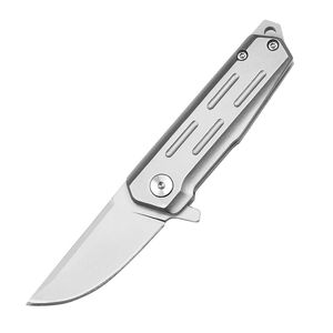 High Quality Small Flipper Folding Knife D2 Drop Point Titanium Coated Blade Stainless Steel Handle Ball Bearing EDC Knives