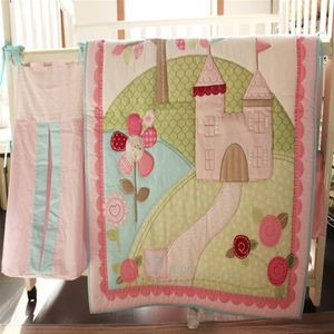 Wholesale tree baby bedding resale online - Promotion Crib Bumper set Baby bedding set Cotton Crib Padding set for girl infant Embroidered bird trees wildflowers castle220i