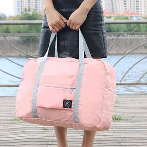 荷物袋メンのための荷物袋折りたたみ式旅行旅行荷物バッグ大容量ハンドバッグデザインピンクのウォータープルーフトート220505