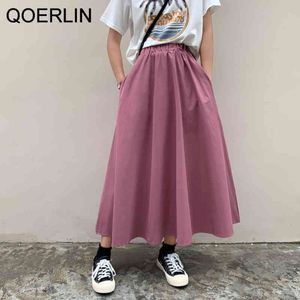 Qoerlin Vintage Pocket Elastic Waistスカート