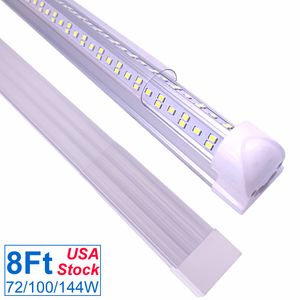 8FT Integrated LED Tube Light V Shape, Works Without T8 Ballast, Clear Lens Cover, Cold White 6500K , Plug and Play, Lighting Garage Warehouse Workshop Basement